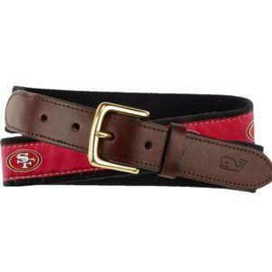 Vineyard Vines Men 30 Belt San Francisco 49ers Canvas Red NFL New New With Tags